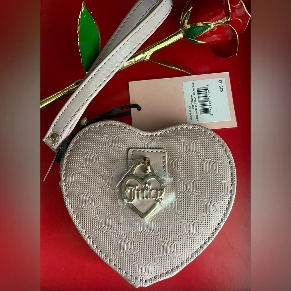 Juicy Couture Wallet,Juicy Couture Pink Heart-Shaped Wristlet
